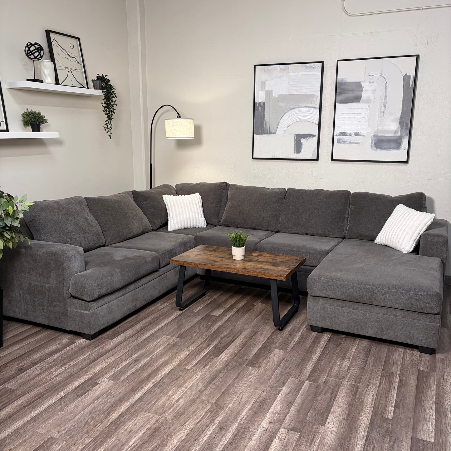Living Spaces Gray U Shaped Sectional