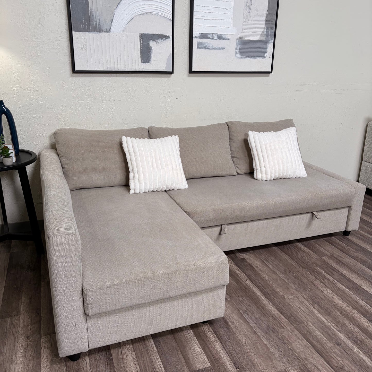 Beige Ikea Friheten Sectional with Sleeper and Storage