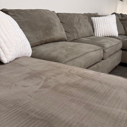 Tan Microfiber U Shaped Sectional