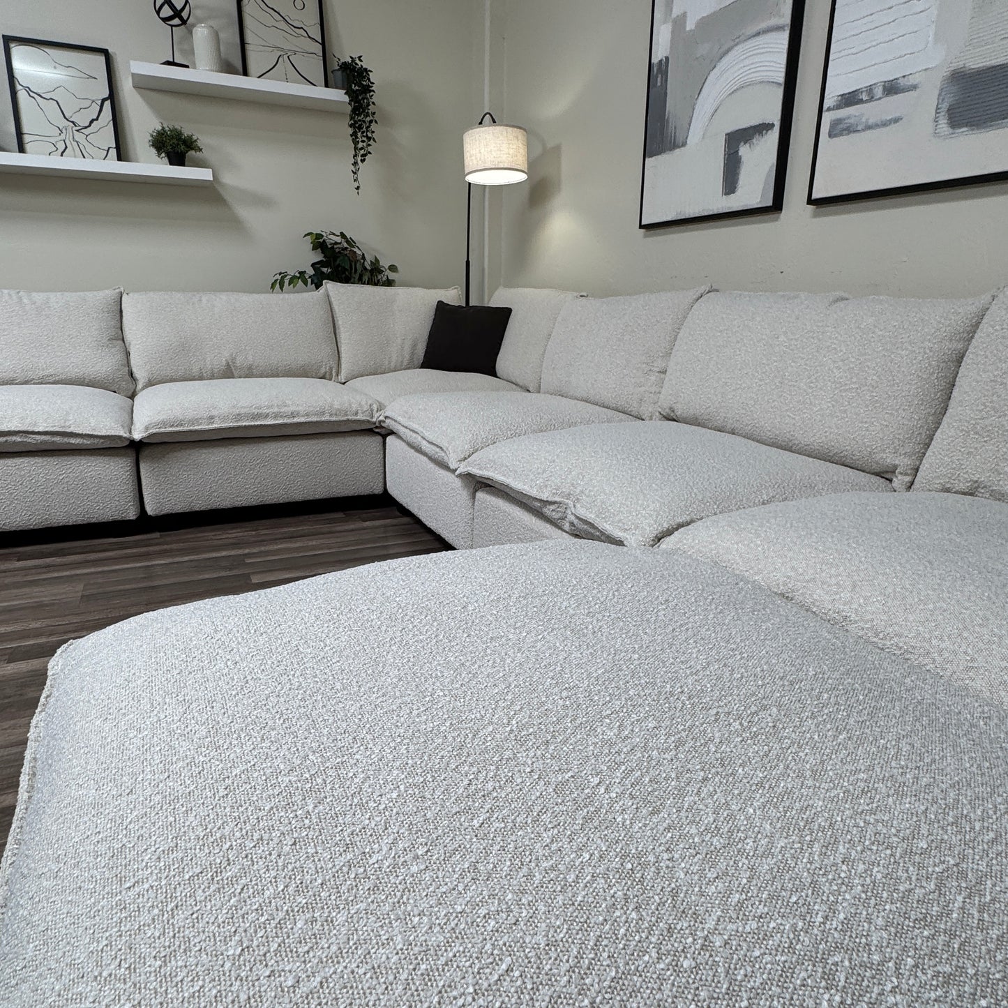 New In Box Cloud Boucle Modular Sectional - 7 Piece