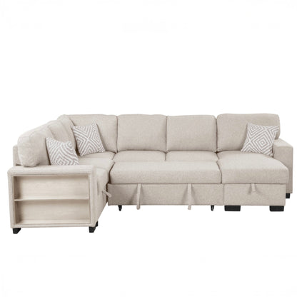 Atlantic Beige Sectional Sleeper with Storage