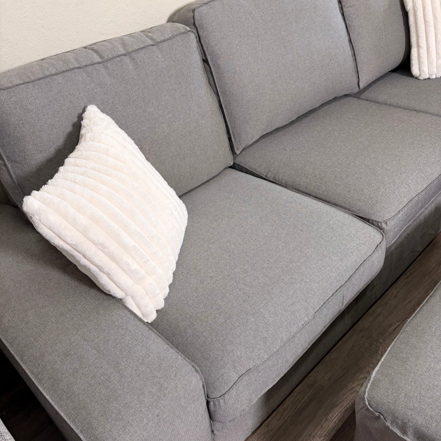 Ikea Gray L Shaped Sectional with Ottoman