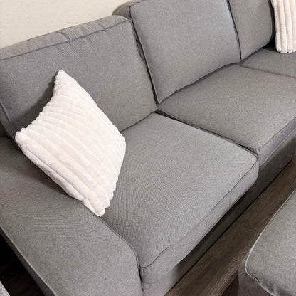 Ikea Gray L Shaped Sectional with Ottoman