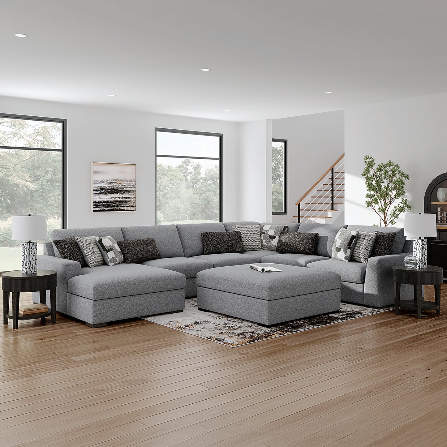 Muir 6 Piece Sectional with Chaise and Ottoman