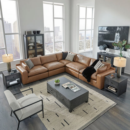 Belvedere 5-Piece Leather Modular Sectional