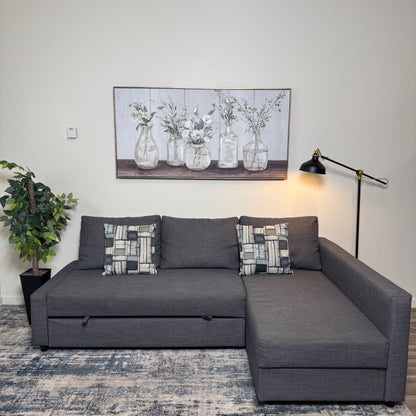 Gray IKEA Sectional Couch with Sleeper and Storage