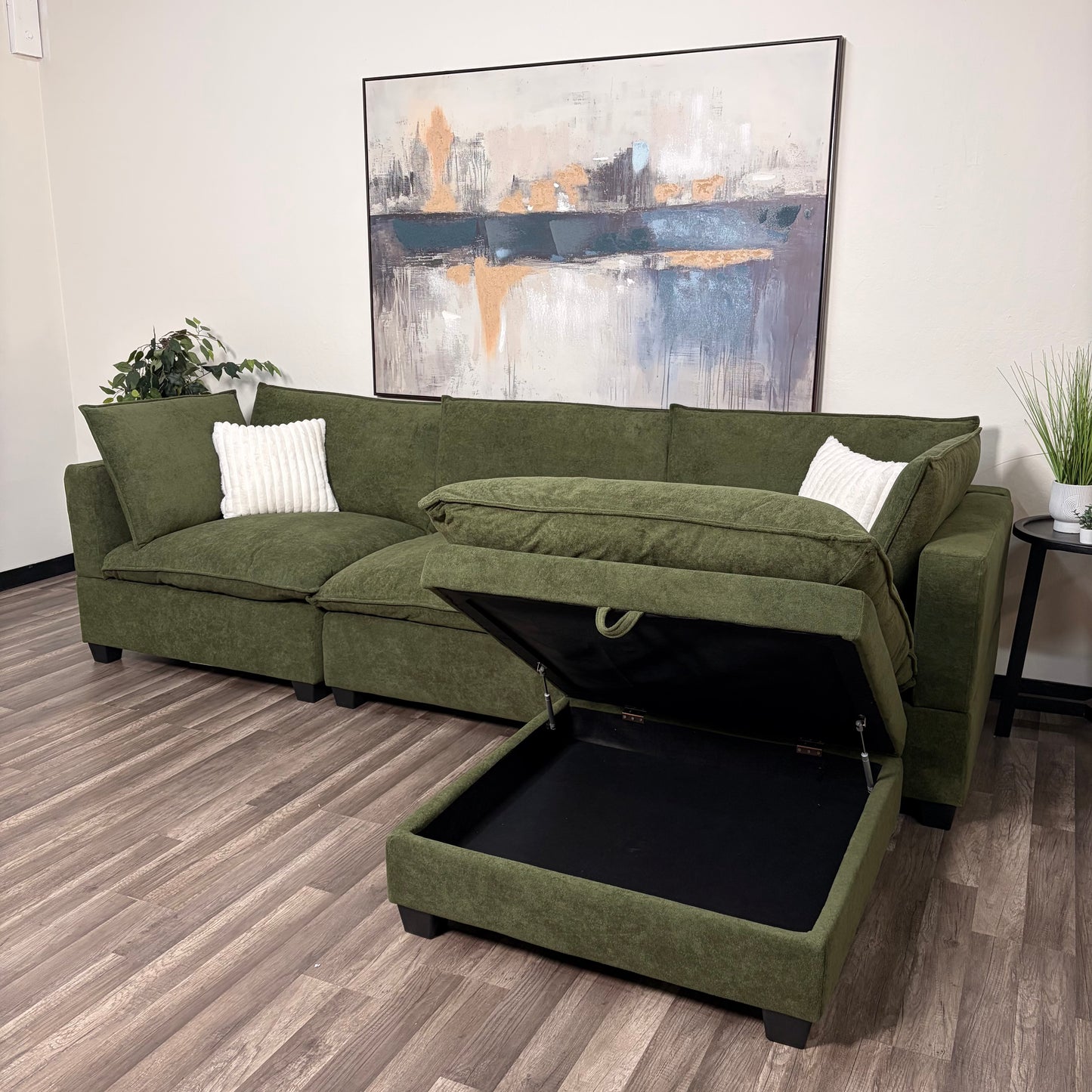 Sonoma Cloud 4-Piece Modular Sectional - Olive Green