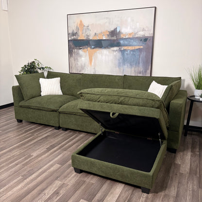 Sonoma Cloud 4-Piece Modular Sectional - Olive Green