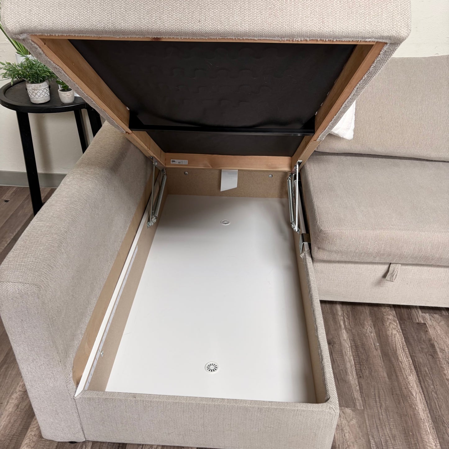 Beige Ikea Friheten Sectional with Sleeper and Storage