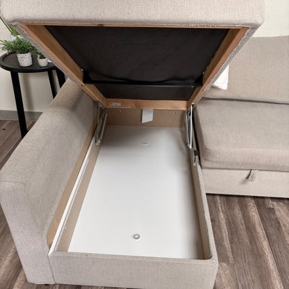 Beige Ikea Friheten Sectional with Sleeper and Storage