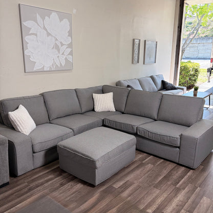 Ikea Gray L Shaped Sectional with Ottoman