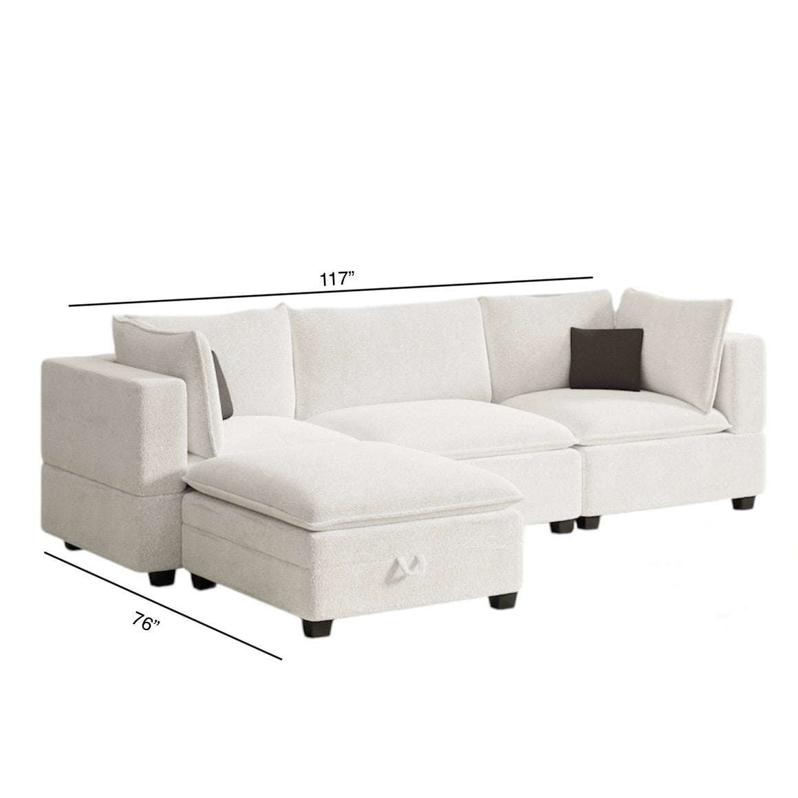 New In Box Cloud Boucle Modular Sectional - 4 Piece