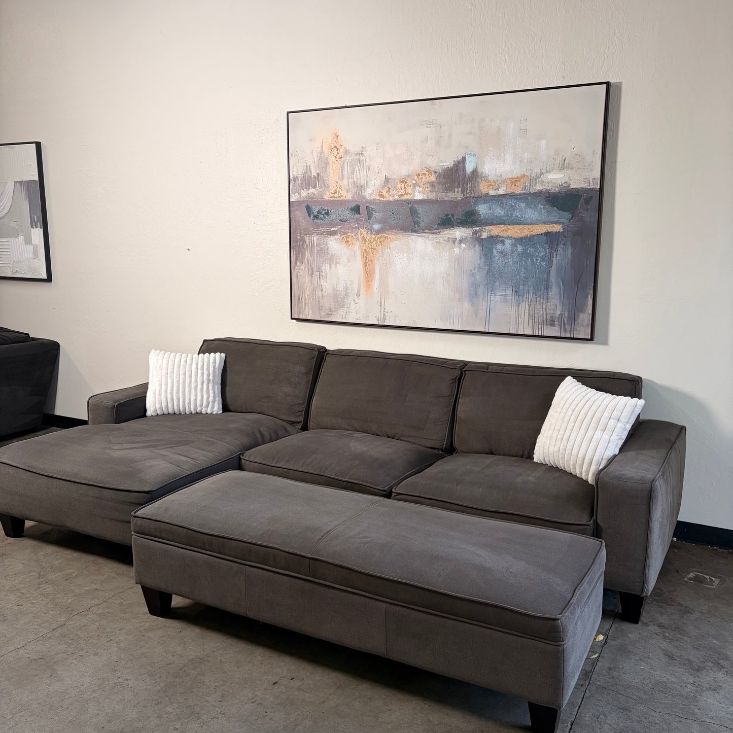 Gray Sectional with Ottoman Storage