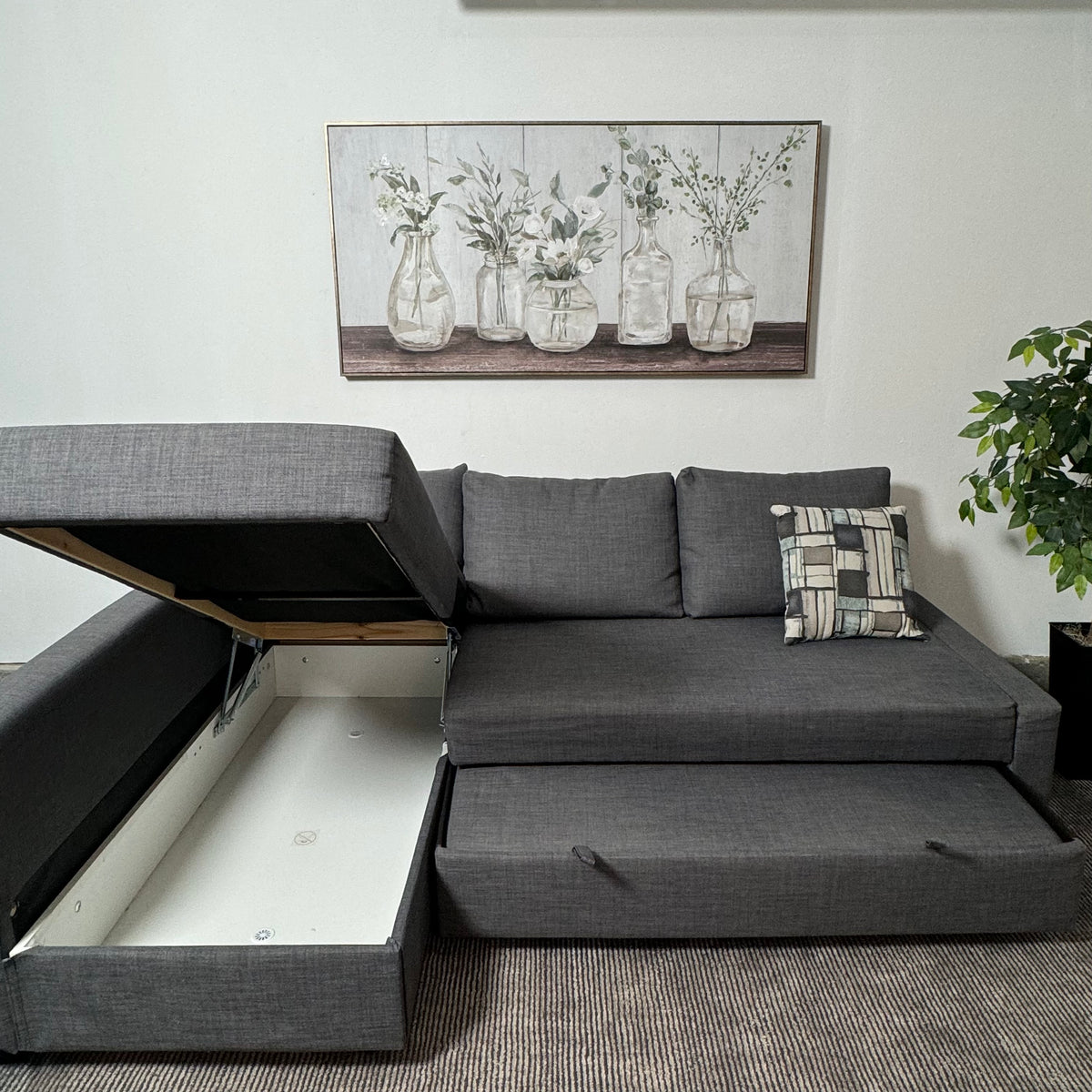 Ikea Friheten Gray Sleeper Sectional with Storage