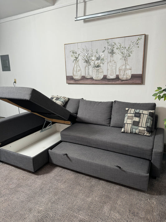 Gray Ikea Friheten Sectional with Pullout and Storage