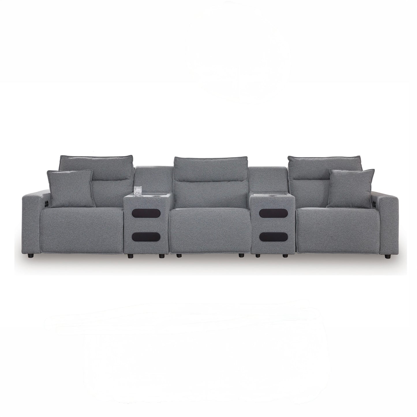 Maverick 5-Piece Dual Power Reclining Sectional with Audio Consoles