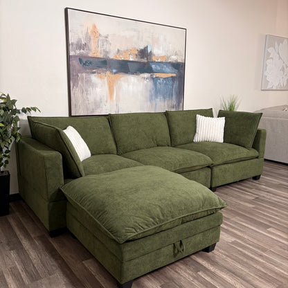 Sonoma Cloud 4-Piece Modular Sectional - Olive Green