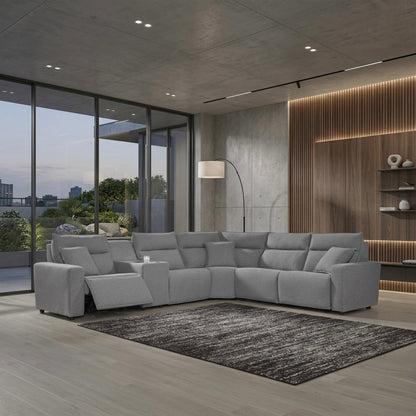 Maverick 6-Piece Dual Power Reclining Sectional with 3 Reclining Seats and Console