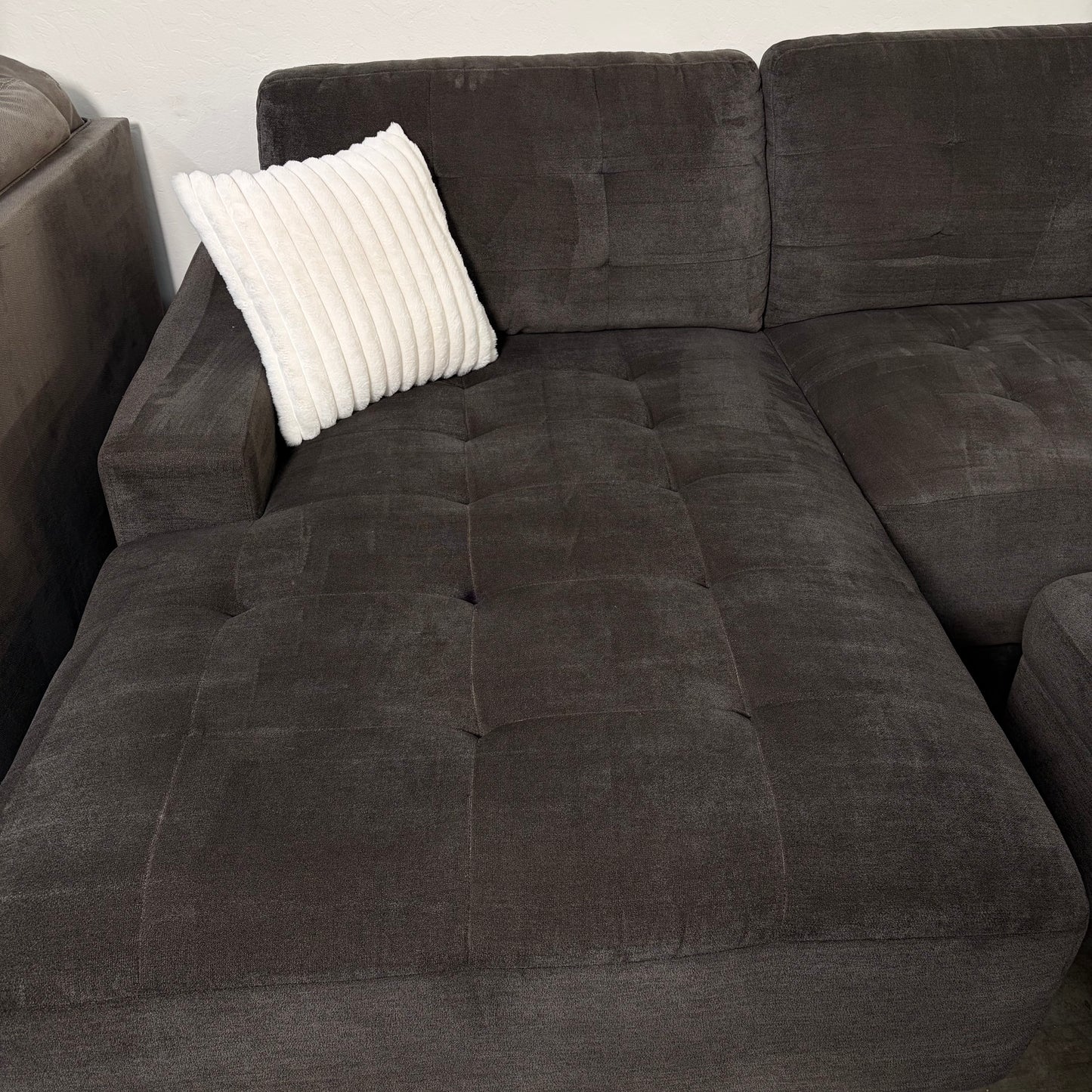 Gray Sectional with Storage Ottoman