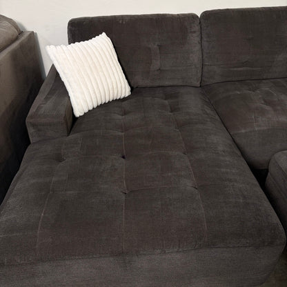 Gray Sectional with Storage Ottoman