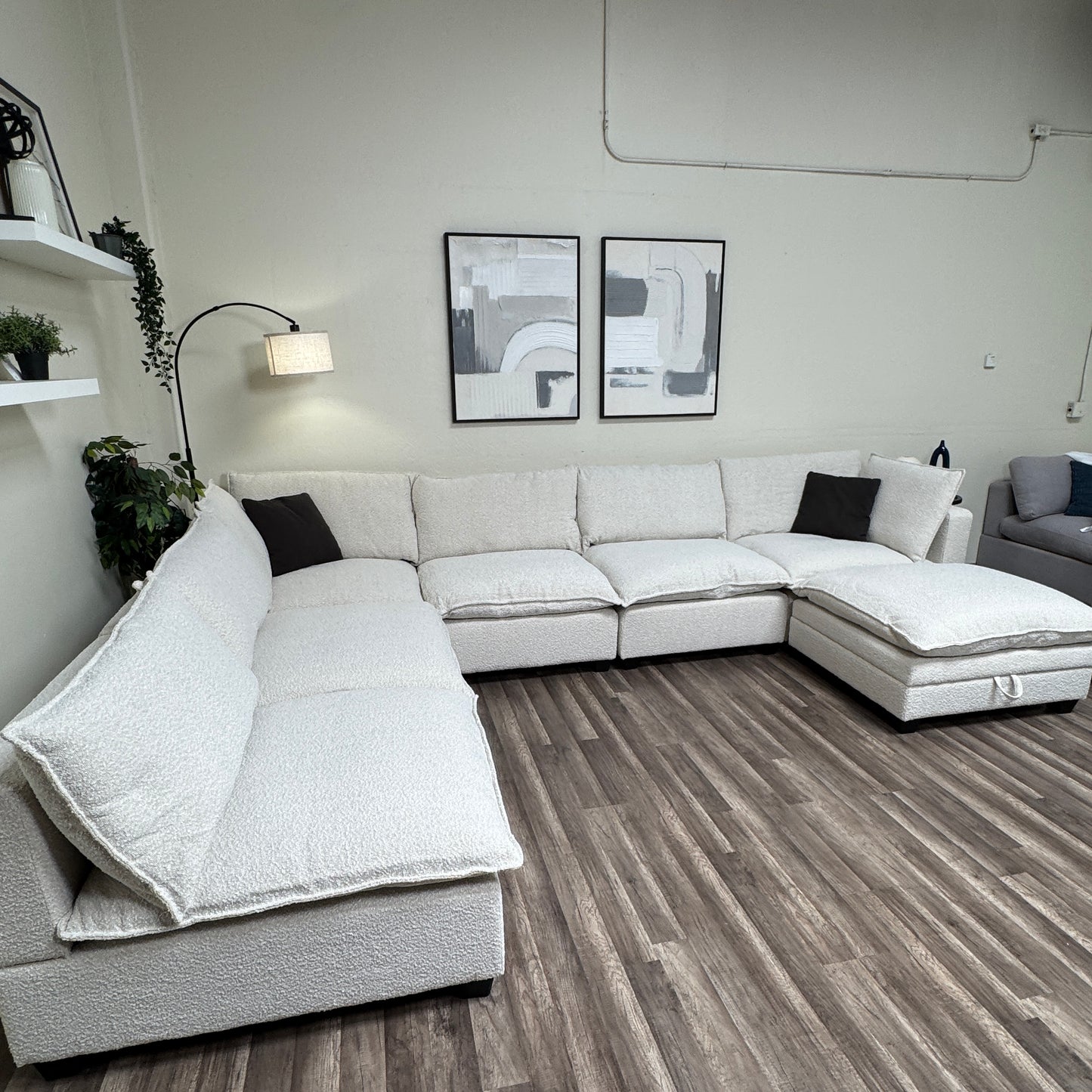 New In Box Cloud Boucle Modular Sectional - 7 Piece