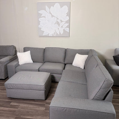 Ikea Gray L Shaped Sectional with Ottoman
