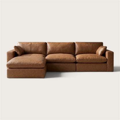 Belvedere 3-Piece Leather Modular Sofa + Oversized Ottoman