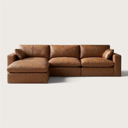 Belvedere 3-Piece Leather Modular Sofa + Oversized Ottoman