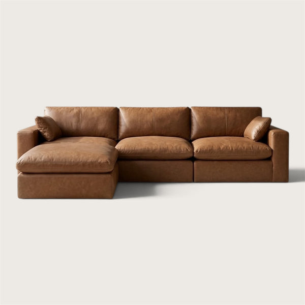 Belvedere 3-Piece Leather Modular Sofa + Oversized Ottoman