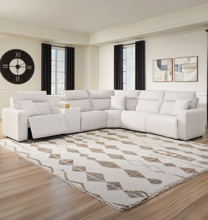 Maverick 6-Piece Dual Power Reclining Sectional with 3 Reclining Seats and Console