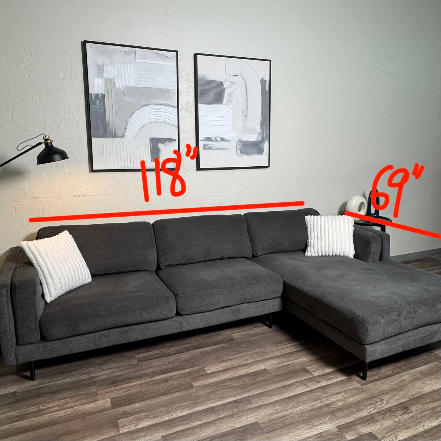 Living Spaces Dark Gray Sectional