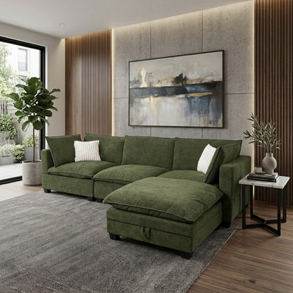 Sonoma Cloud 4-Piece Modular Sectional - Olive Green
