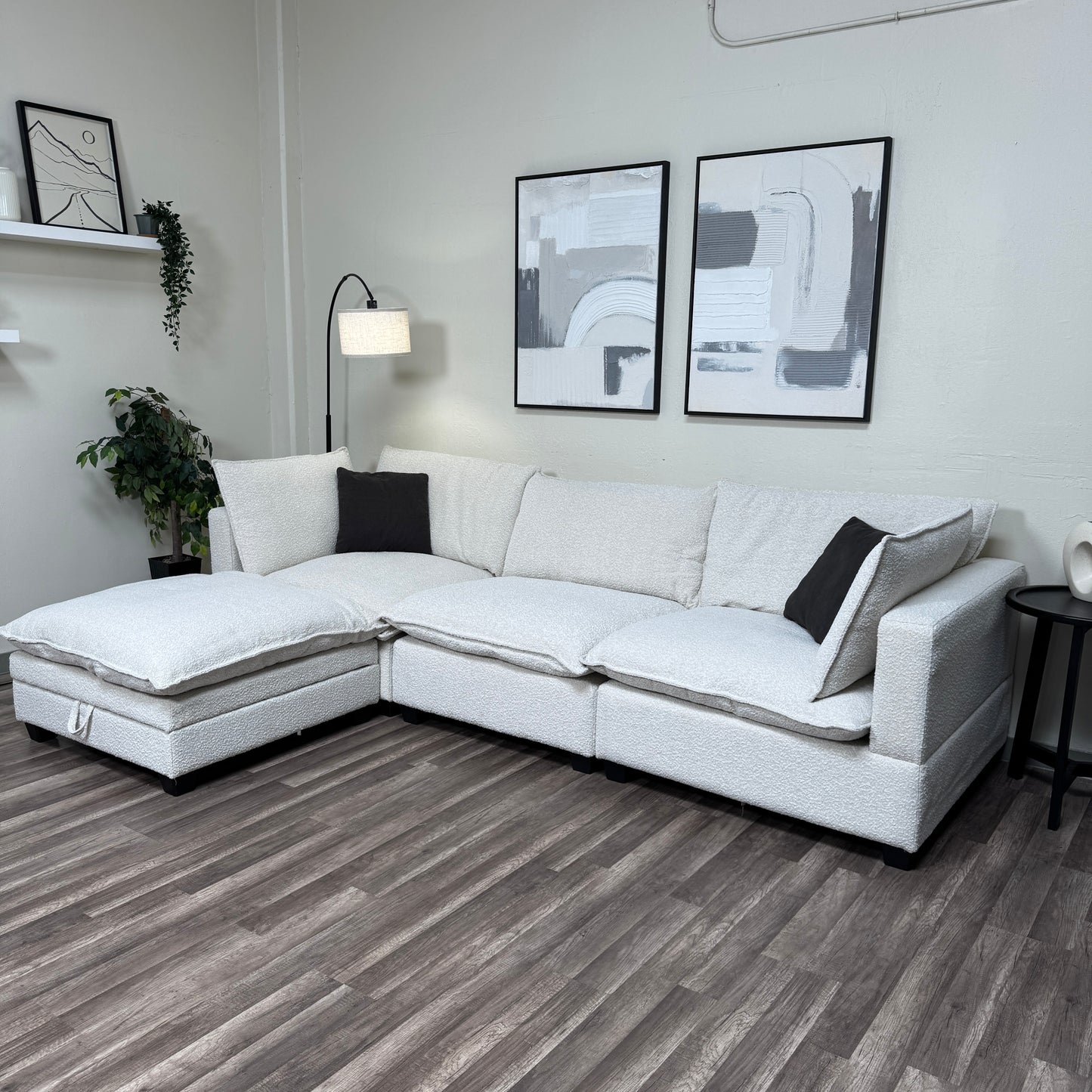 New In Box Cloud Boucle Modular Sectional - 4 Piece
