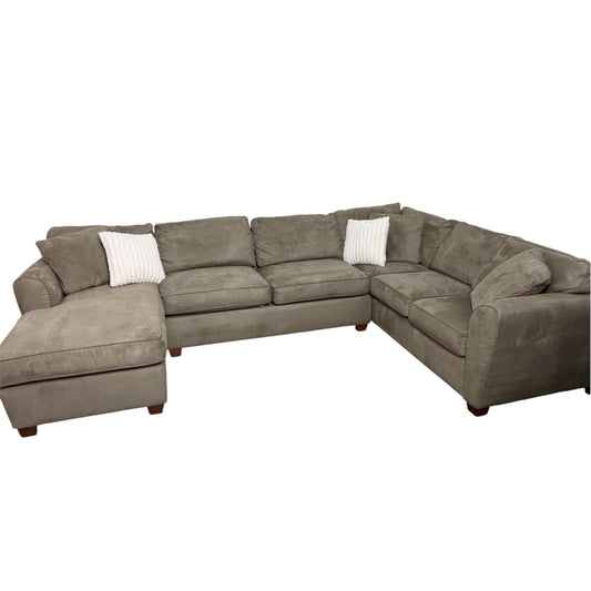 Tan Microfiber U Shaped Sectional