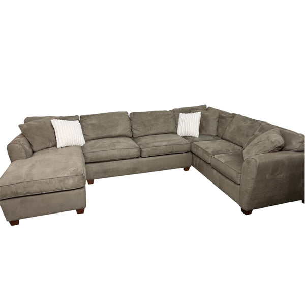 Tan Microfiber U Shaped Sectional