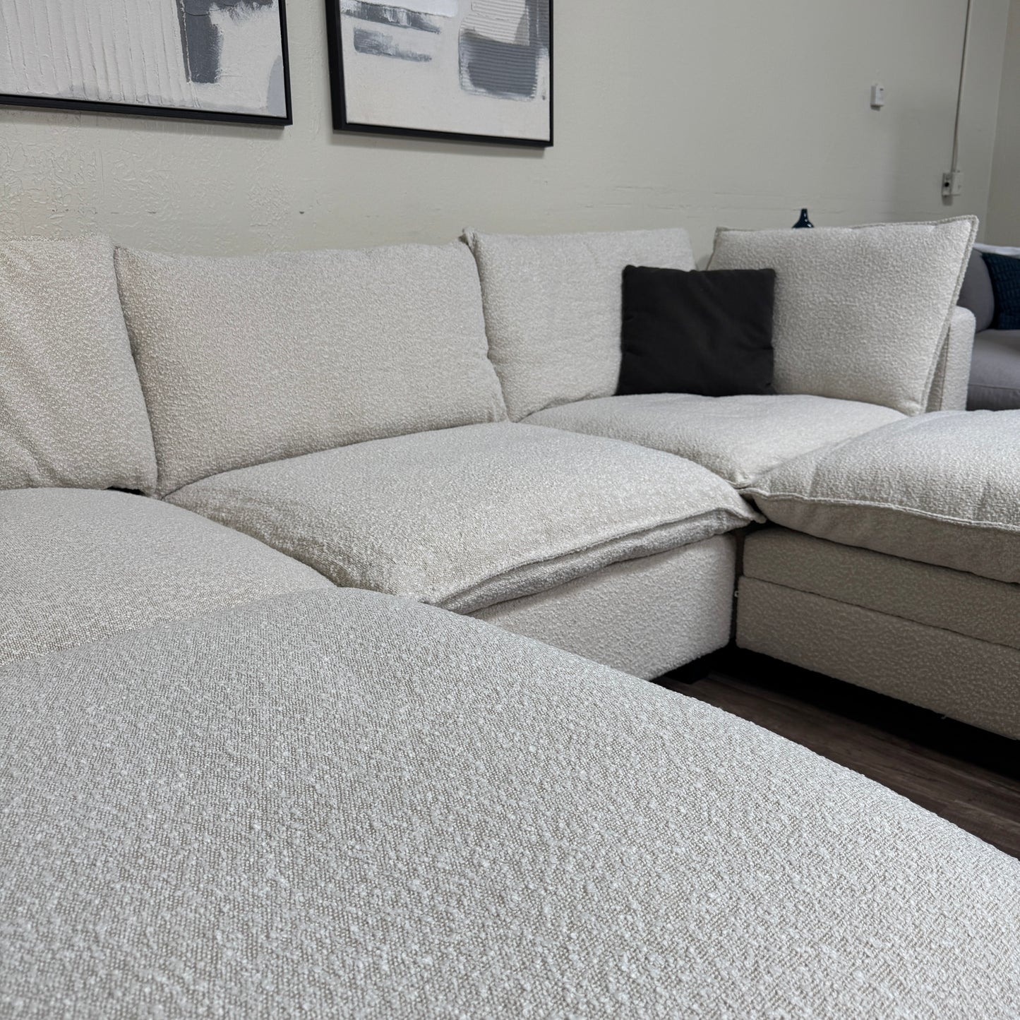 New In Box Cloud Boucle Modular Sectional - 5 Piece