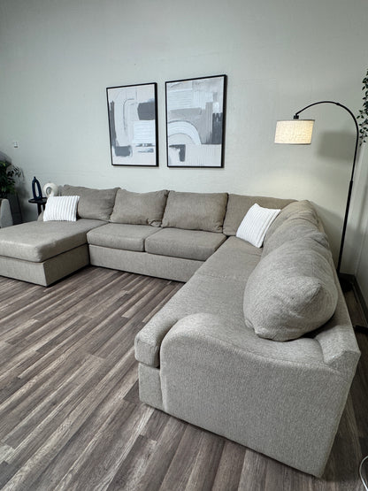 Living Spaces Beige U Shaped Sectional