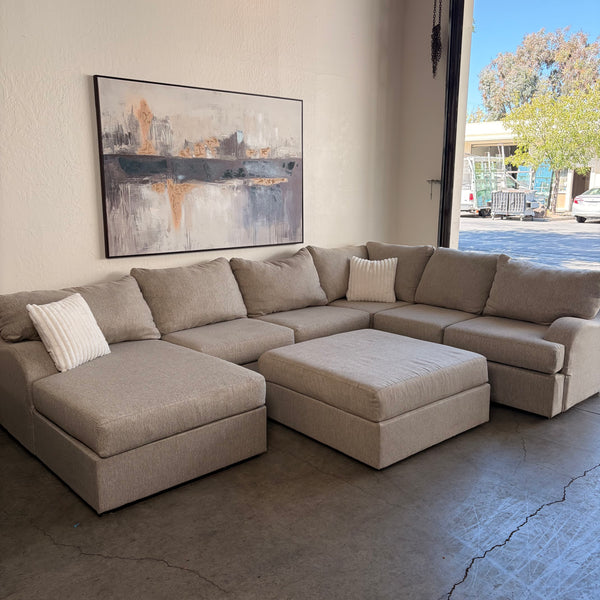 Living Spaces Beige U Shaped Sectional