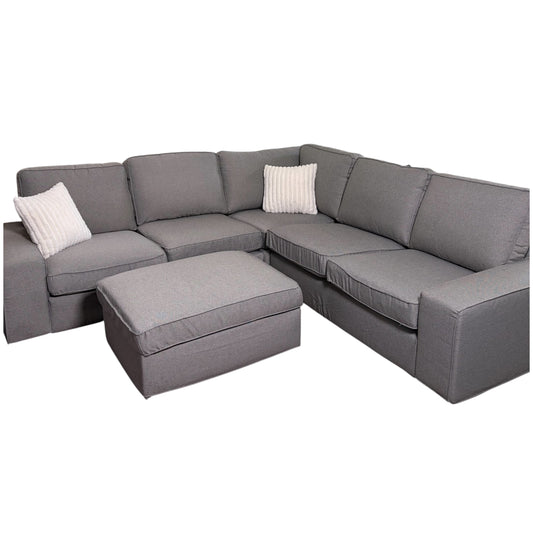 Ikea Gray L Shaped Sectional with Ottoman