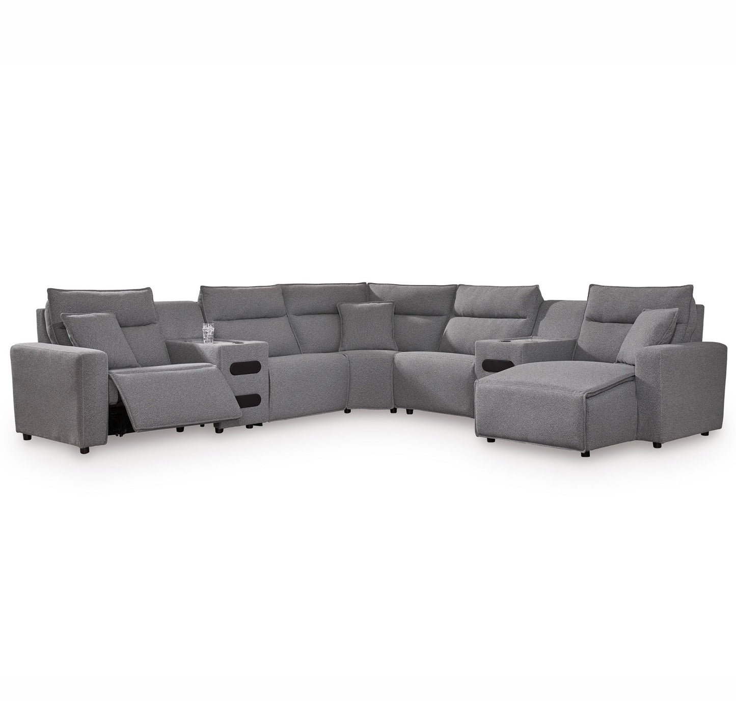 Maverick 7-Piece Dual Power Reclining Sectional with Chaise and Audio Consoles