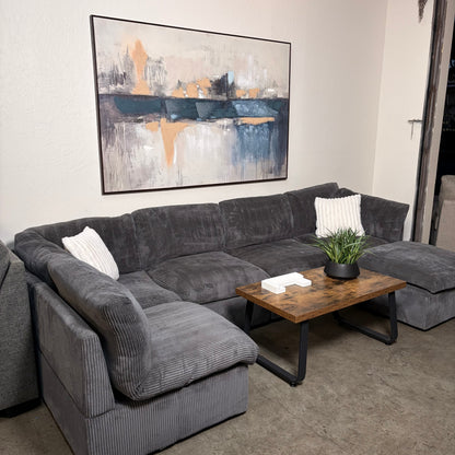 Gray Corduroy Modular Sectional