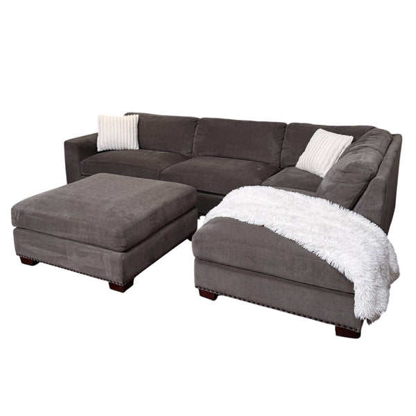Gray Thomasville Sectional with Ottoman