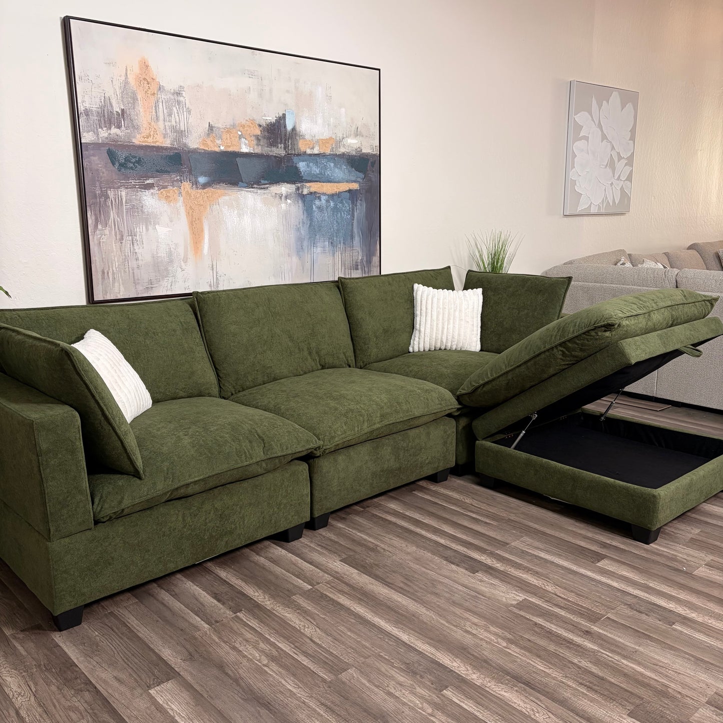 Sonoma Cloud 4-Piece Modular Sectional - Olive Green