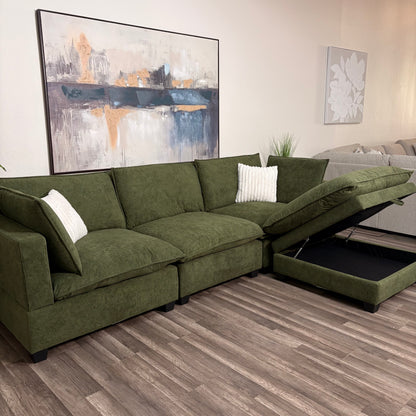 Sonoma Cloud 4-Piece Modular Sectional - Olive Green