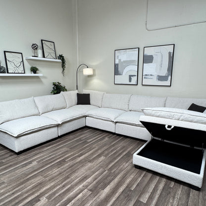 New In Box Cloud Boucle Modular Sectional - 7 Piece