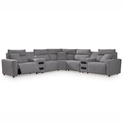 Maverick 7-Piece Dual Power Reclining Sectional with Audio Consoles