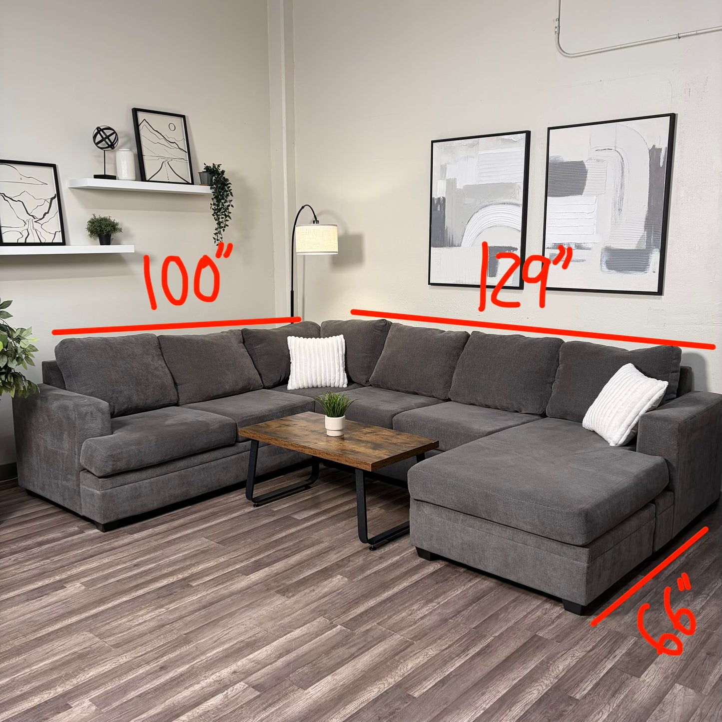 Living Spaces Gray U Shaped Sectional
