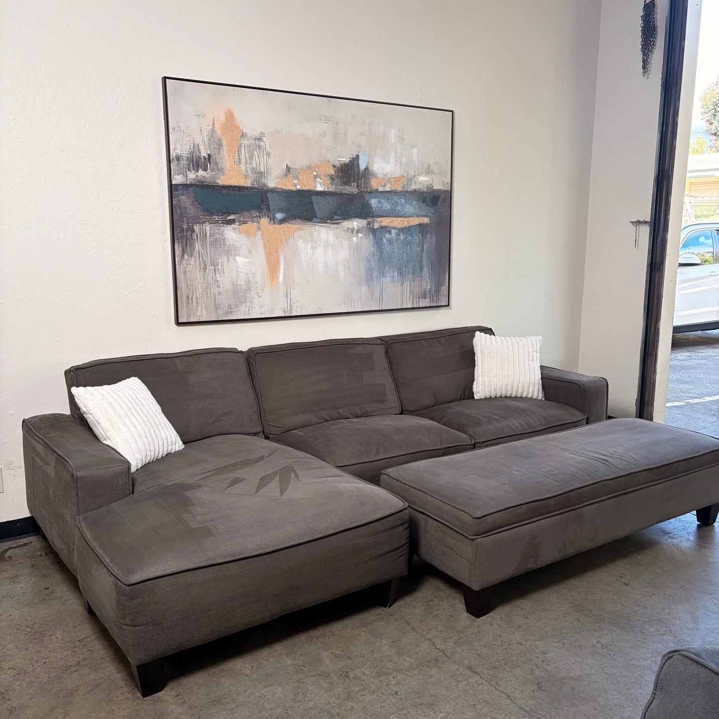 Gray Sectional with Ottoman Storage