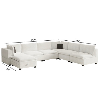 New In Box Cloud Boucle Modular Sectional - 7 Piece