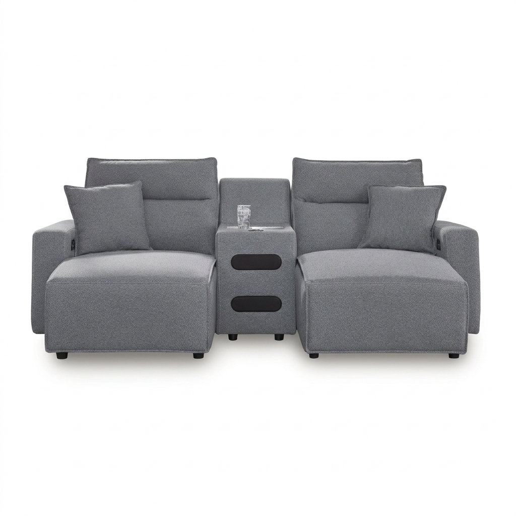 Maverick 3-Piece Dual Power Reclining Sectional with Double Chaise and Audio Console